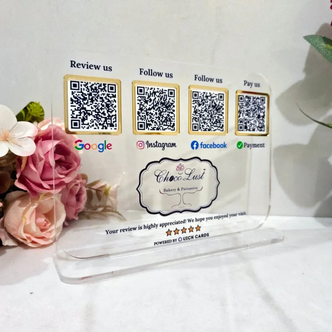 4 QR Transparent Digital Standee - Quick Cards