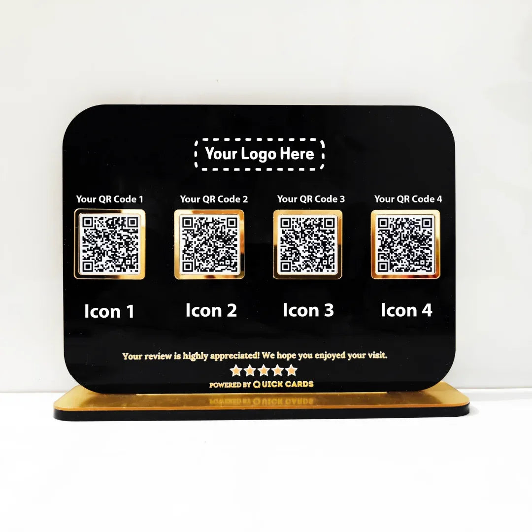 4 QR black Standee - Quick Cards