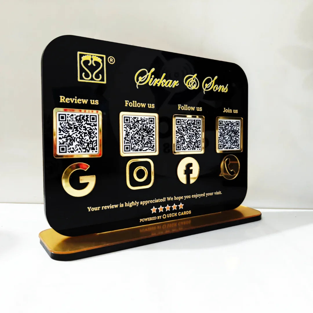 4 QR black Standee - Quick Cards