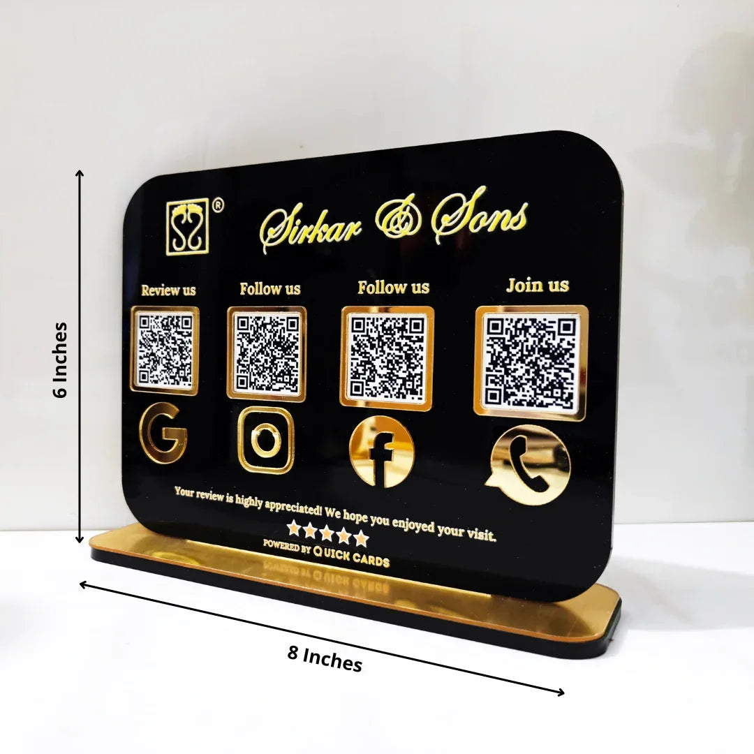 4 QR black Standee - Quick Cards
