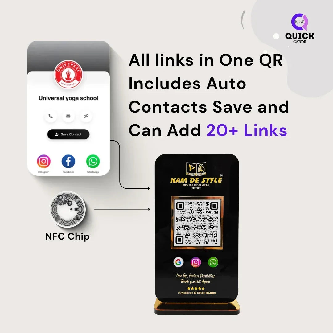 All in one QR White Standee - Quick Cards