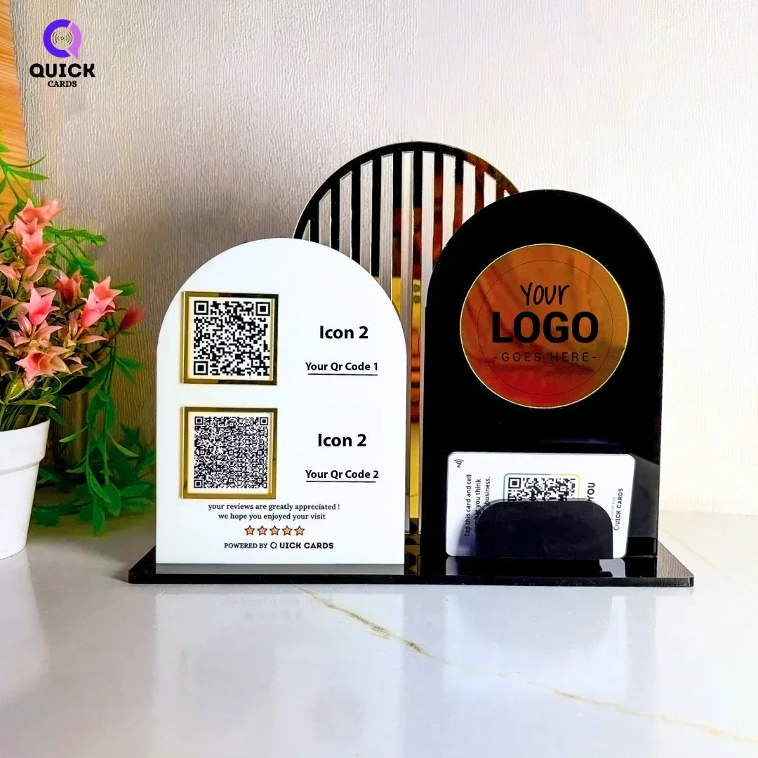 2 QR all in one Customized Premium Stand - Quick Cards