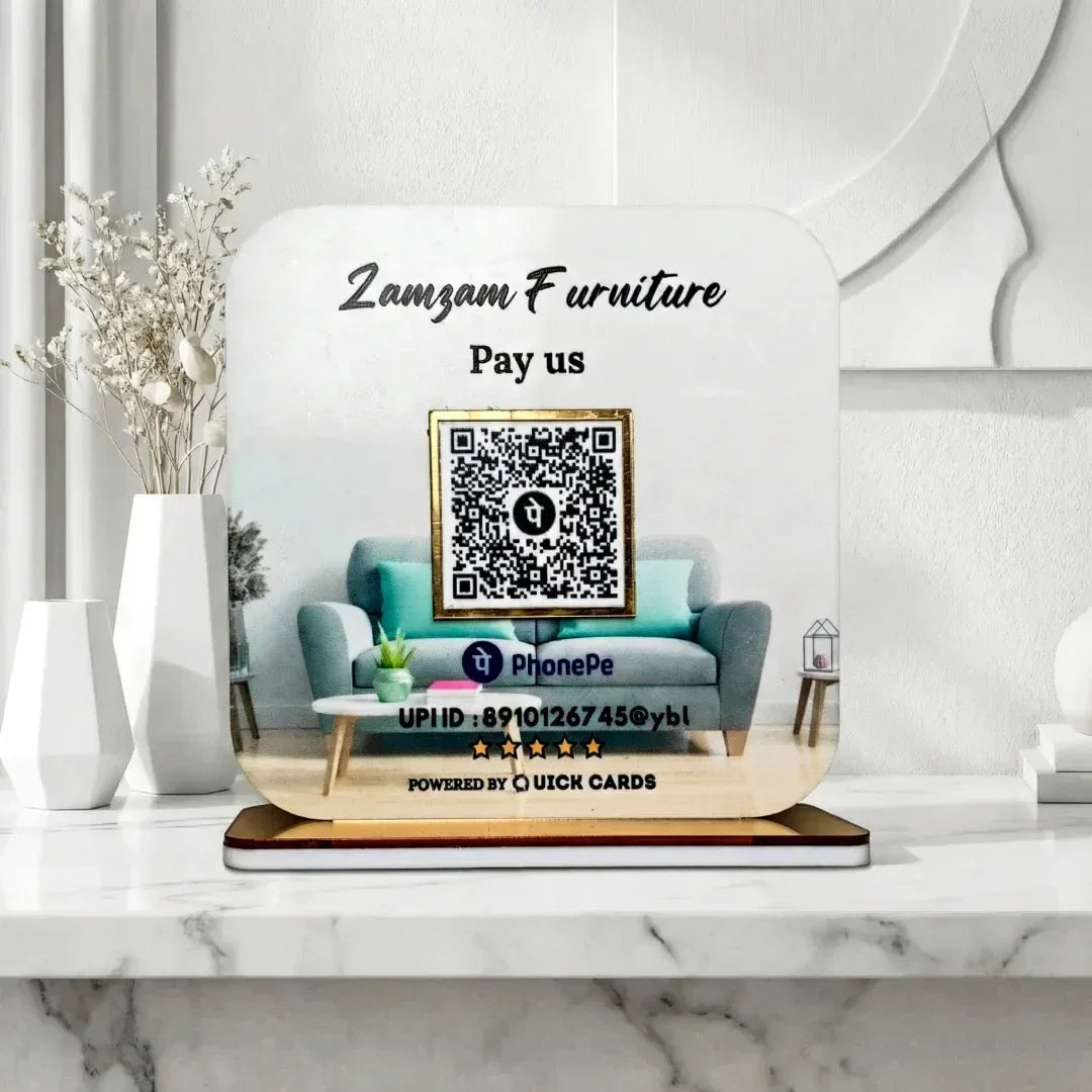 1 QR Payment Stand for Businesses, Phonepe, Paytm, Google Pay - Quick Cards