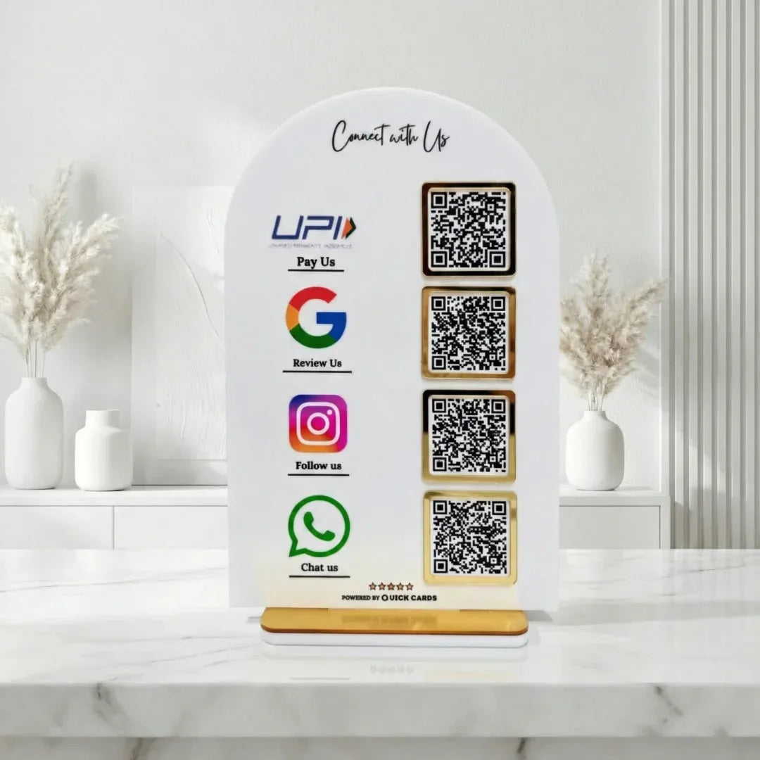 4 QR semi round Standee - Quick Cards