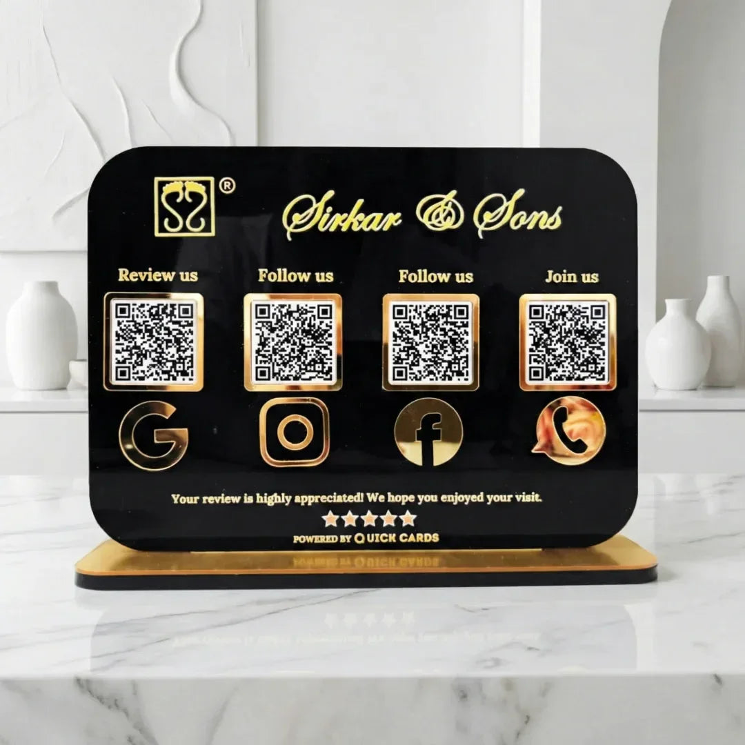 4 QR black Standee - Quick Cards