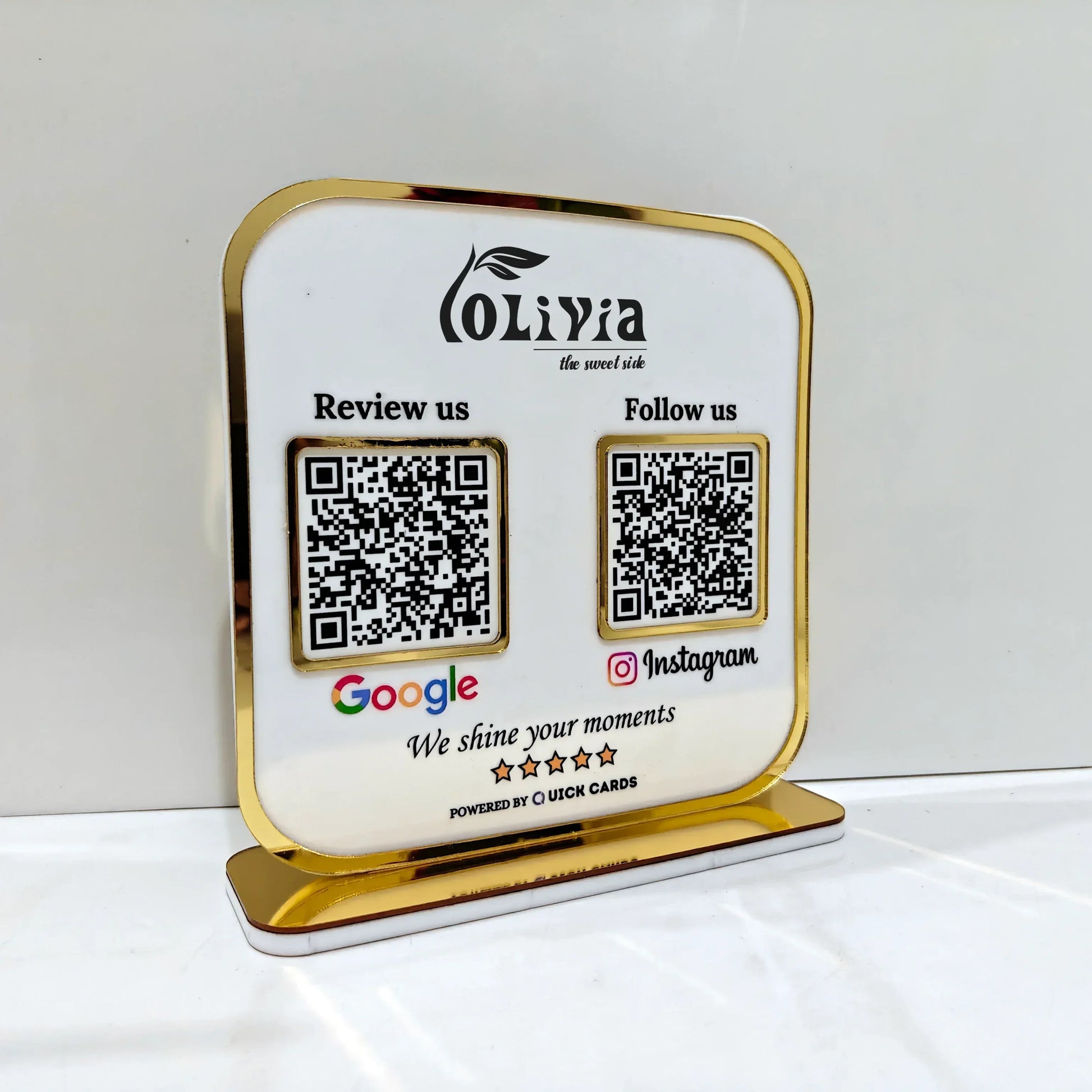 Premium 2 QR Stand with Golden border - Quick Cards