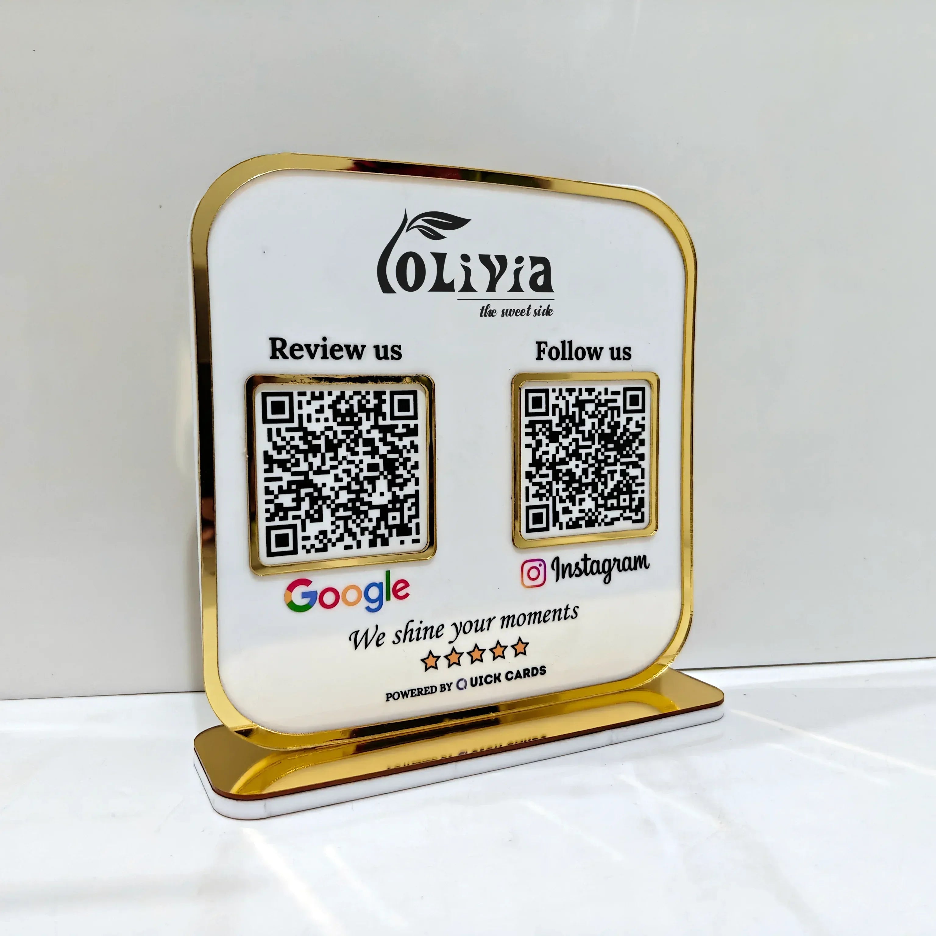 Premium 2 QR Stand with Golden border - Quick Cards