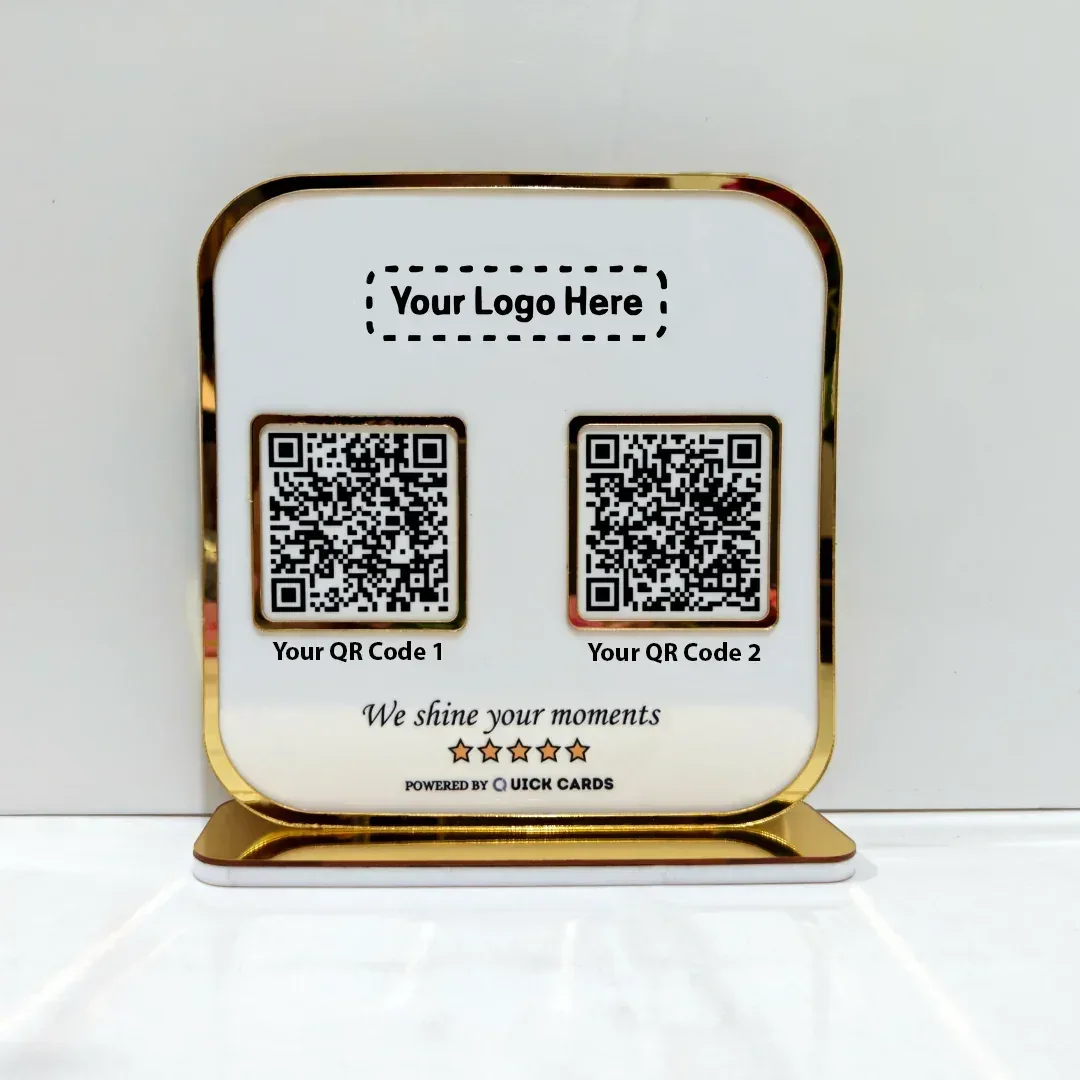Premium 2 QR Stand with Golden border - Quick Cards