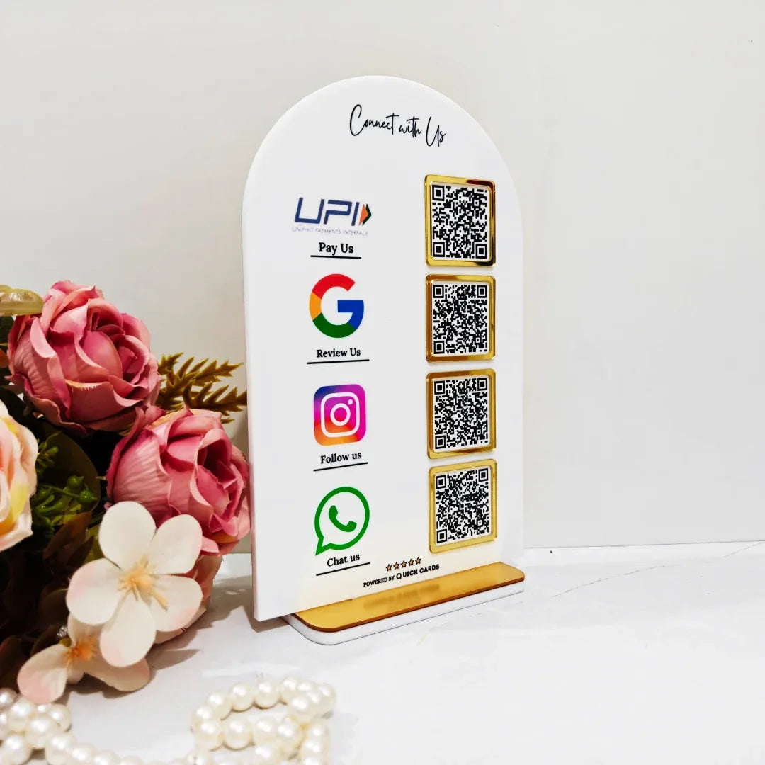 4 QR semi round Standee - Quick Cards