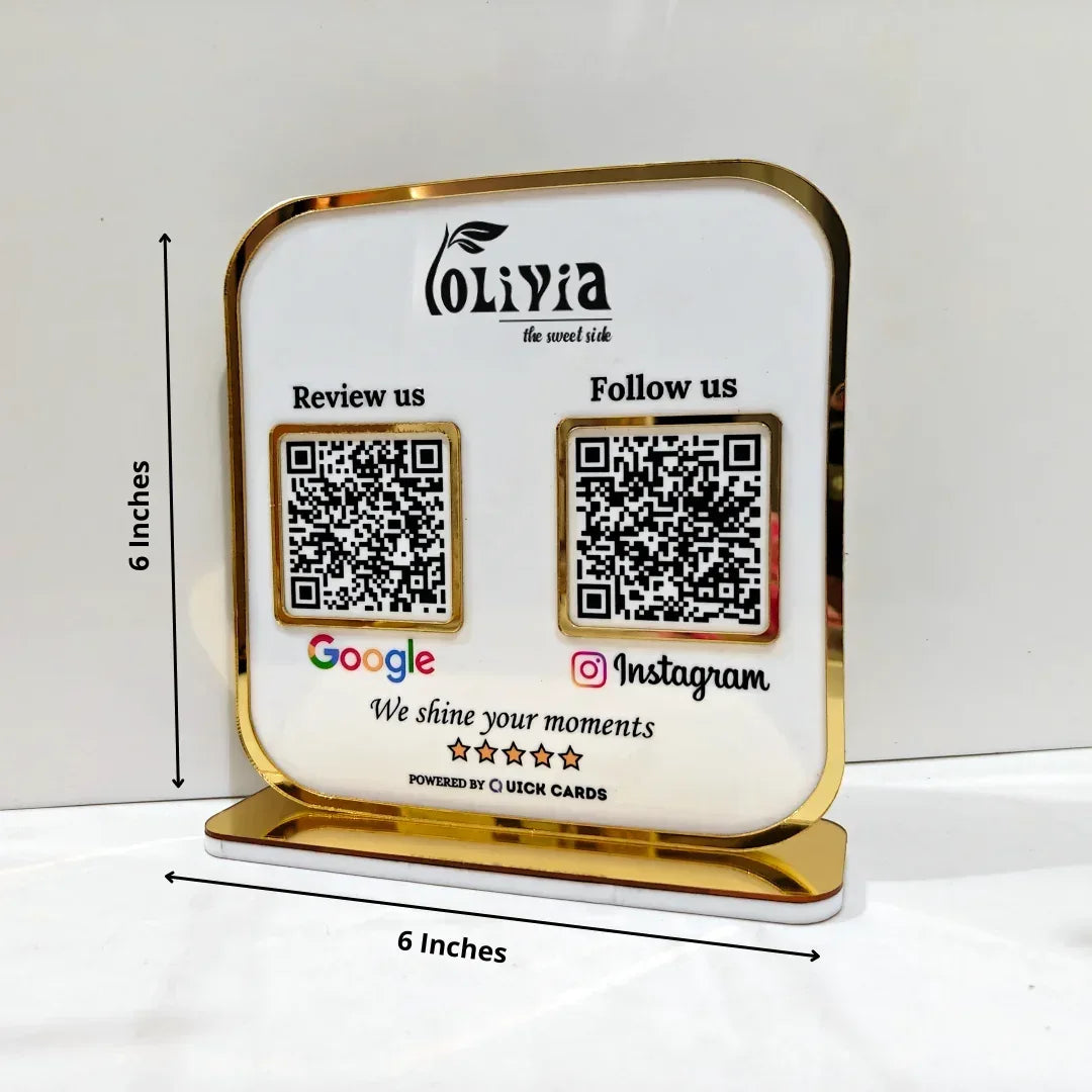 Premium 2 QR Stand with Golden border - Quick Cards