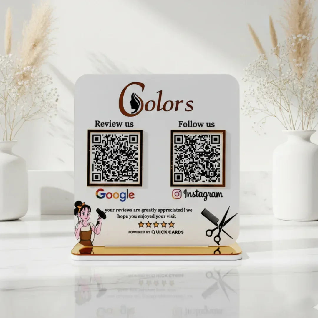 2 QR White Acrylic Standee - Quick Cards