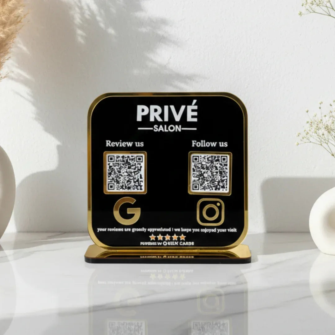 2 QR premium black Acrylic Standee - Quick Cards