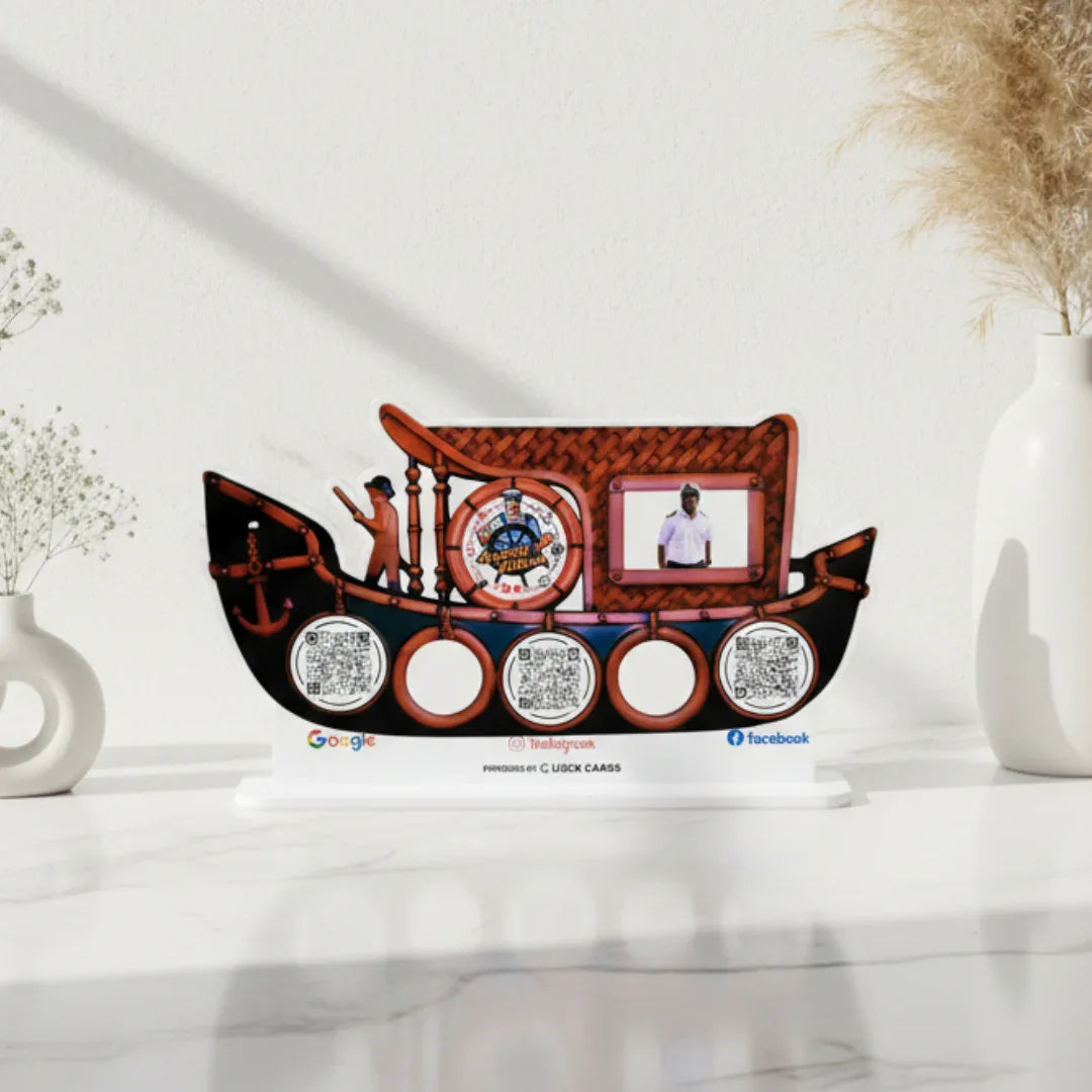 3 QR boat Shape Standee - Quick Cards