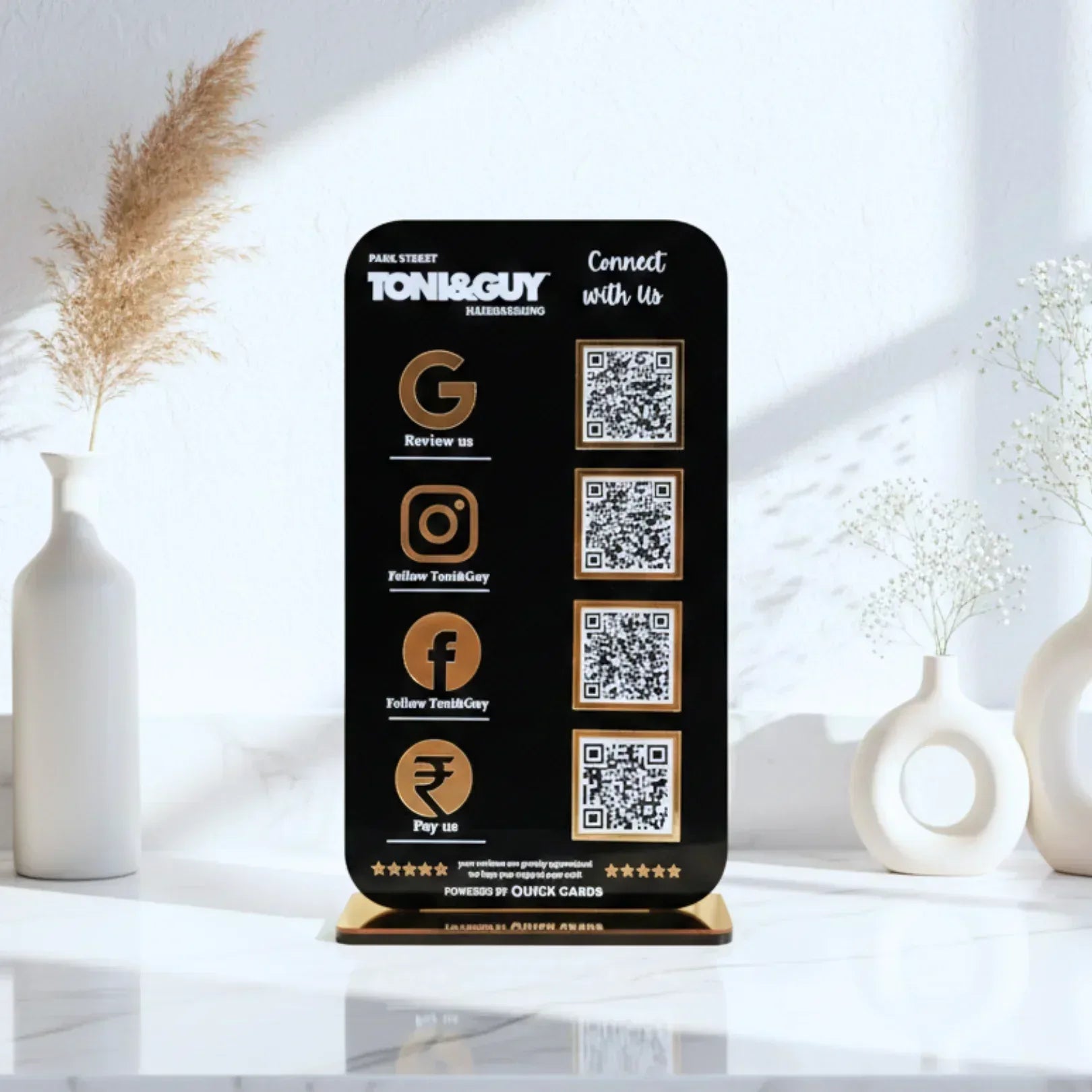 4 QR Premium Black Finish Smart Digital Stand - Quick Cards