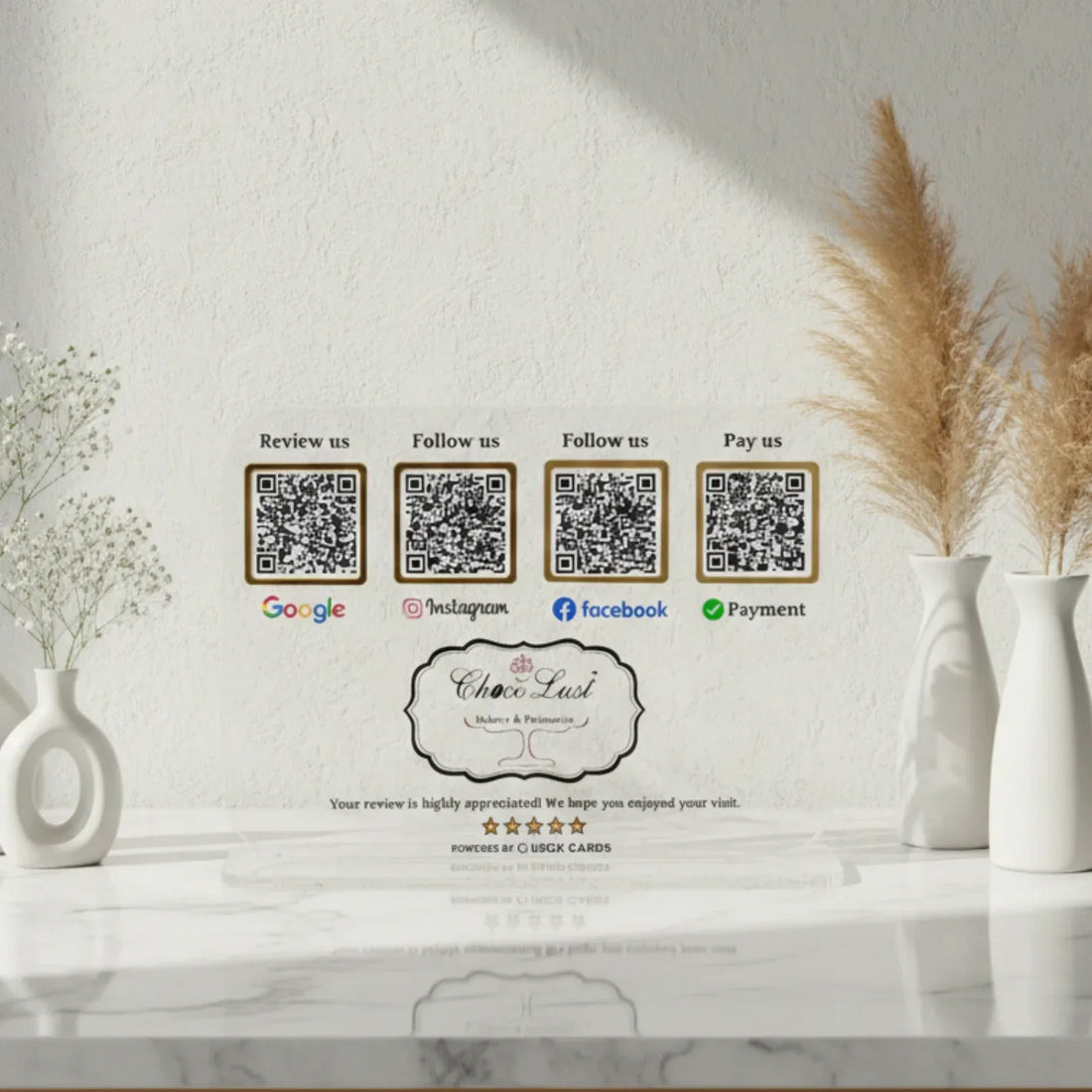 4 QR Transparent Digital Standee - Quick Cards