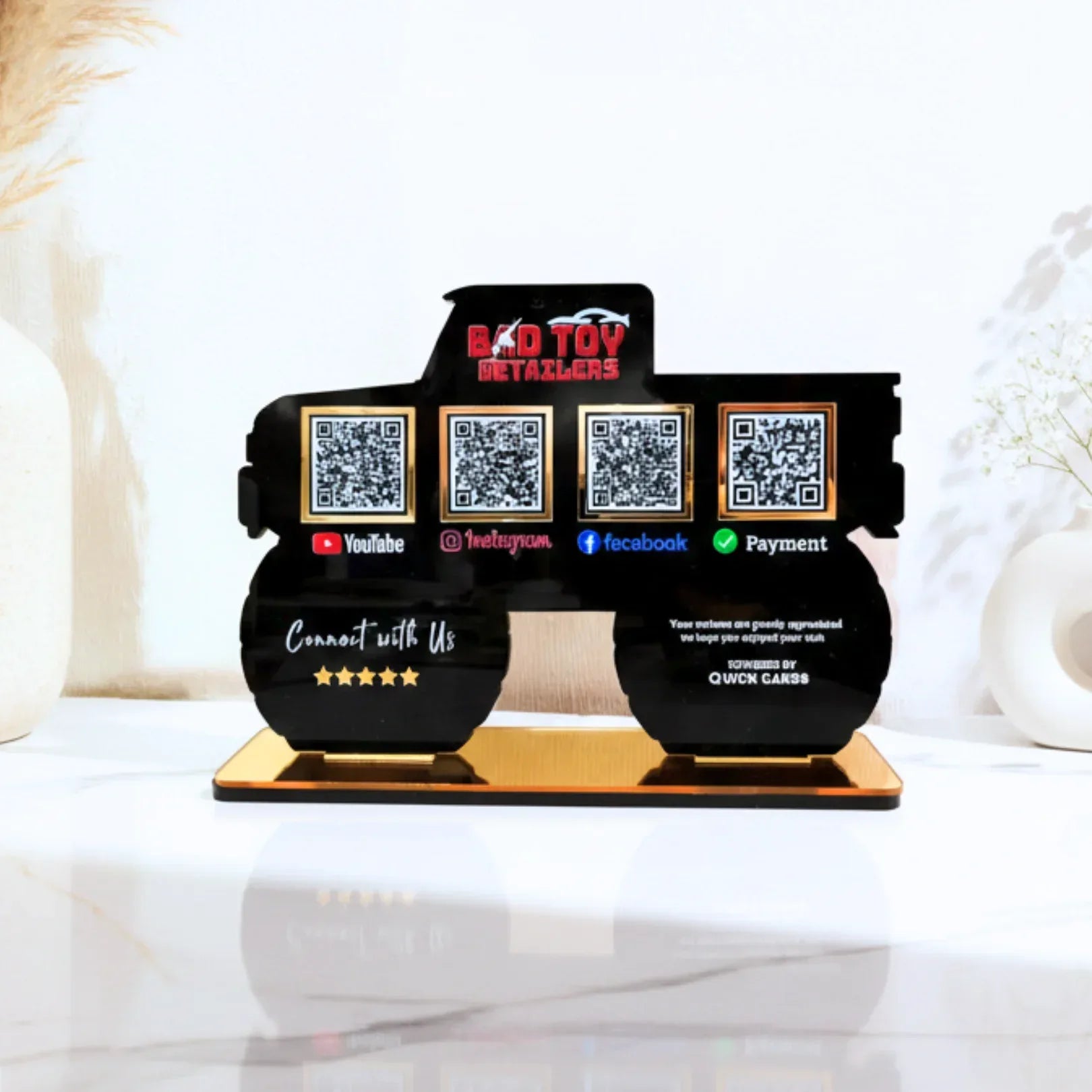 4 QR Premium Black Car shape Standee - Quick Cards