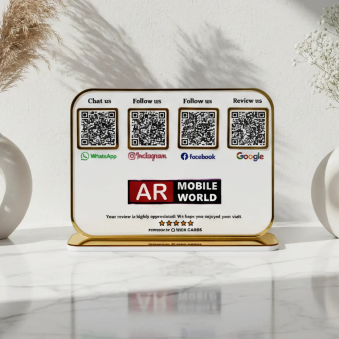 4 QR premium white Standee - Quick Cards
