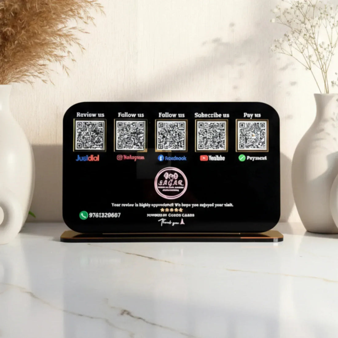 5 QR Horizontal black Digital Stand - Quick Cards