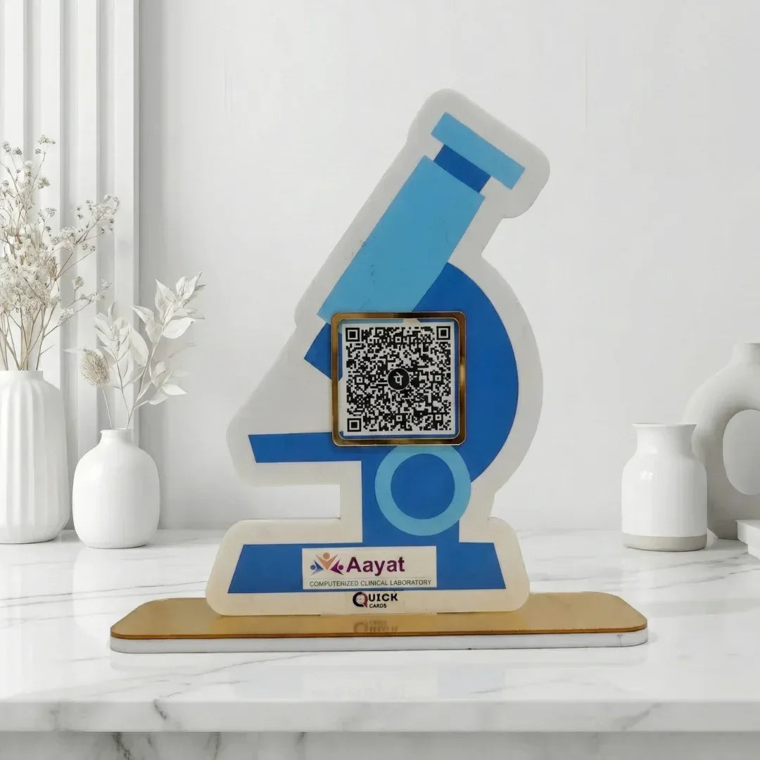 Microscope Shape 1 QR Standee - Quick Cards